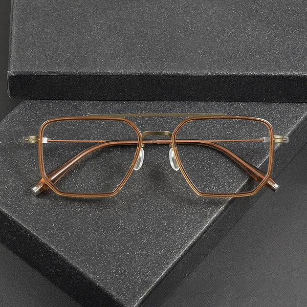 New double beam 202508 glasses frame business retro men's large frame pure titanium glasses frame Shenzhen glasses wholesale women