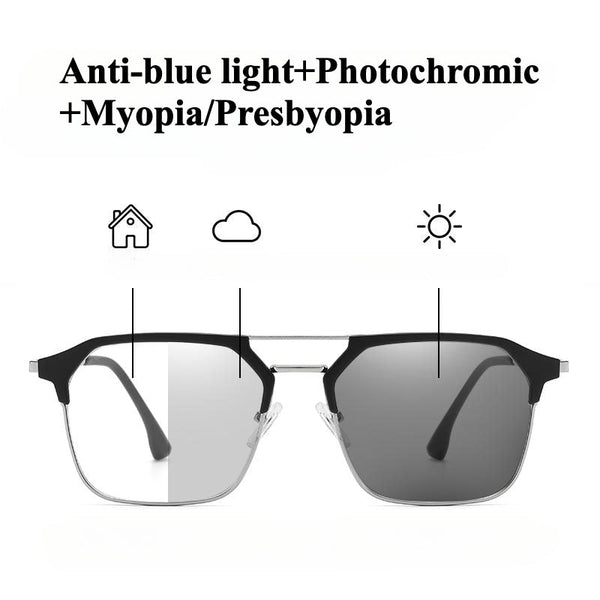 Fashion Anti-blue light Smart Photochromic Myopia Presbyopia Reading Glasses