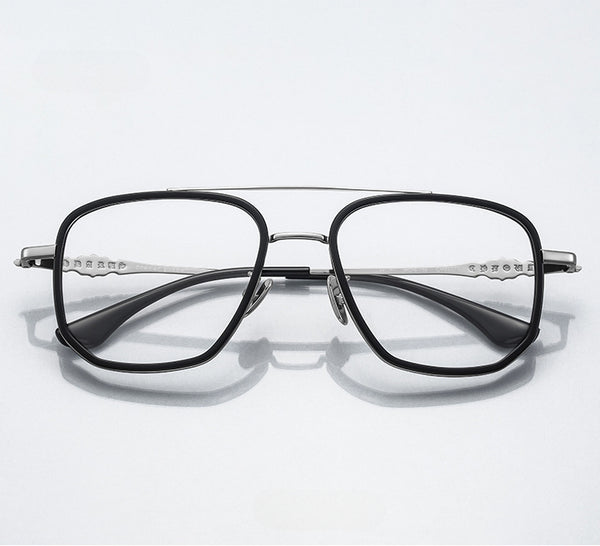 Nelly Business Square Titanium Double-bridge Glasses Frame