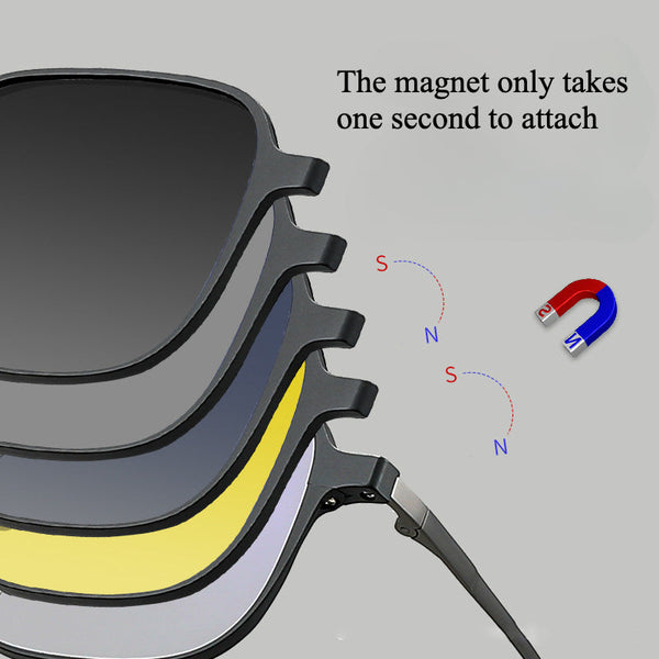 4-in-1 Titanium Glasses Frame With Magnetic Sunglasses Clips