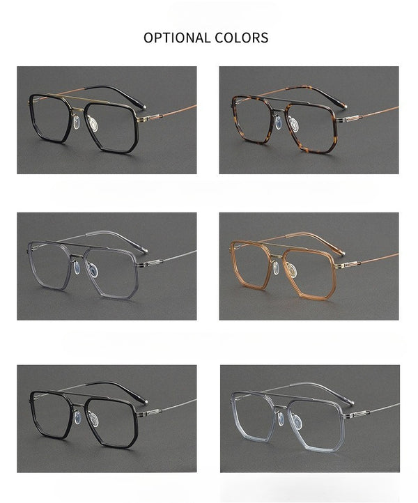 New double beam 202508 glasses frame business retro men's large frame pure titanium glasses frame Shenzhen glasses wholesale women