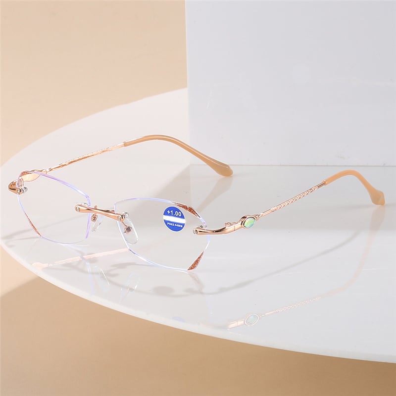 WOMEN'S FRAMELESS ANTIBLUE LIGHT HIGHDEFINITION DIAMOND READING GLAS