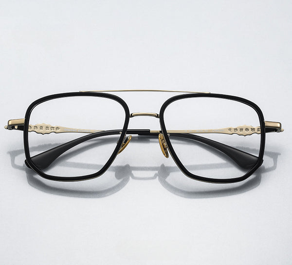 Nelly Business Square Titanium Double-bridge Glasses Frame