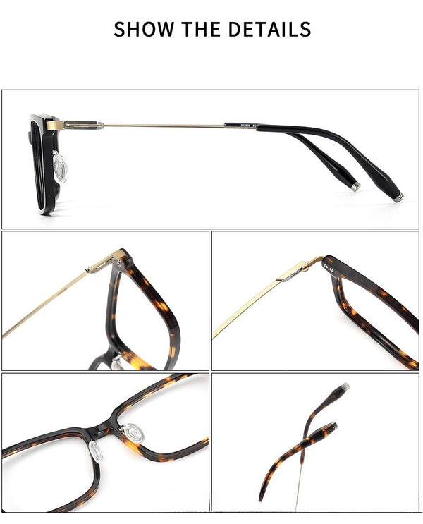 Voos same 202509 glasses frame Shenzhen wholesale, plate titanium frame trendy glasses can be equipped with myopia IP electroplating