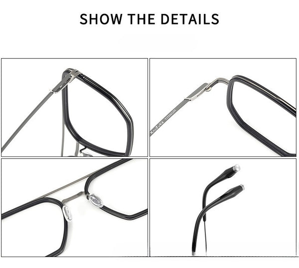 New double beam 202508 glasses frame business retro men's large frame pure titanium glasses frame Shenzhen glasses wholesale women