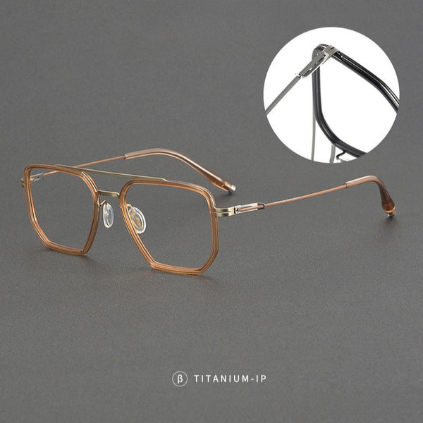 New double beam 202508 glasses frame business retro men's large frame pure titanium glasses frame Shenzhen glasses wholesale women