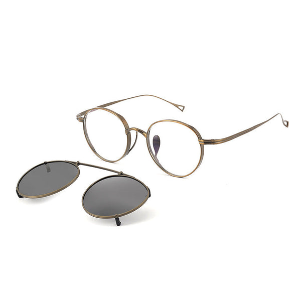 Jaklin Titanium Vintage Eyeglasses Frame With Sunglasses Clips