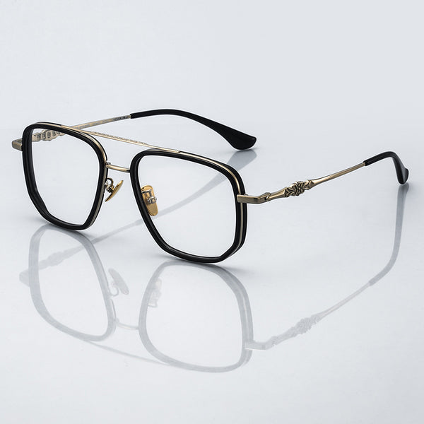 Nelly Business Square Titanium Double-bridge Glasses Frame