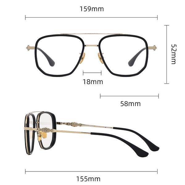 Nelly Business Square Titanium Double-bridge Glasses Frame