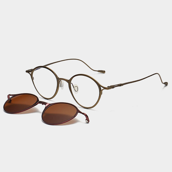 Seh Titanium Vintage Eyeglasses Frame With Sunglasses Clips