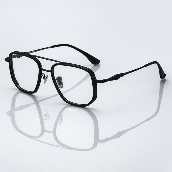 Nelly Business Square Titanium Double-bridge Glasses Frame