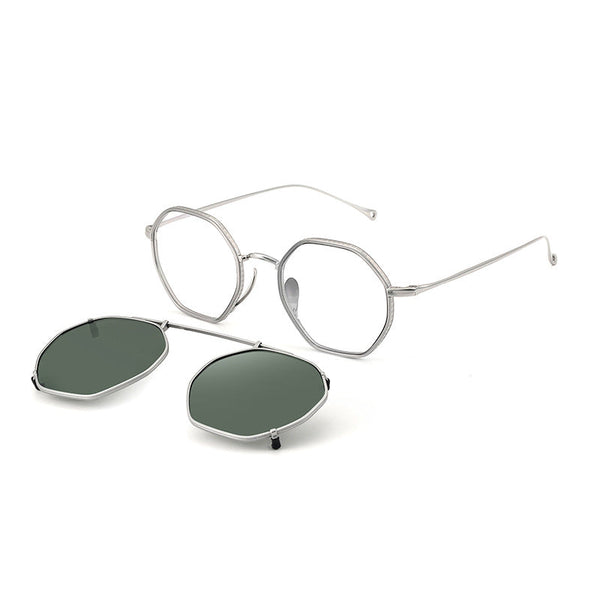 Daly Titanium Vintage Eyeglasses Frame With Sunglasses Clips