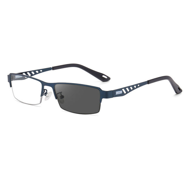 Metal half-frame of multi-focus anti-blue light color-changing reading glasses