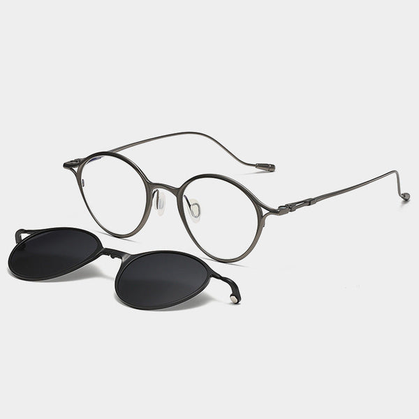 Seh Titanium Vintage Eyeglasses Frame With Sunglasses Clips