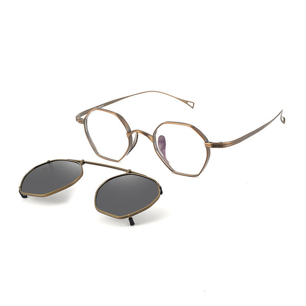 Abali Titanium Vintage Eyeglasses Frame With Sunglasses Clips