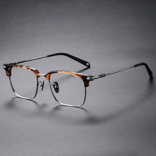 Pirro Browline Titanium Rectangle Glasses Frame