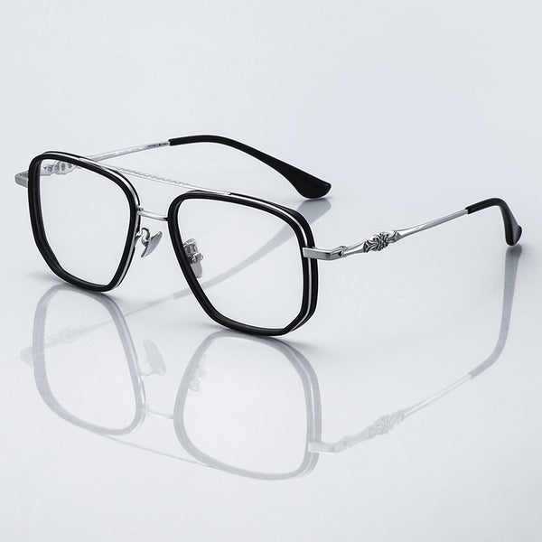 Nelly Business Square Titanium Double-bridge Glasses Frame