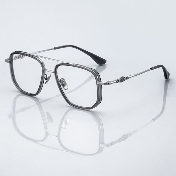 Nelly Business Square Titanium Double-bridge Glasses Frame