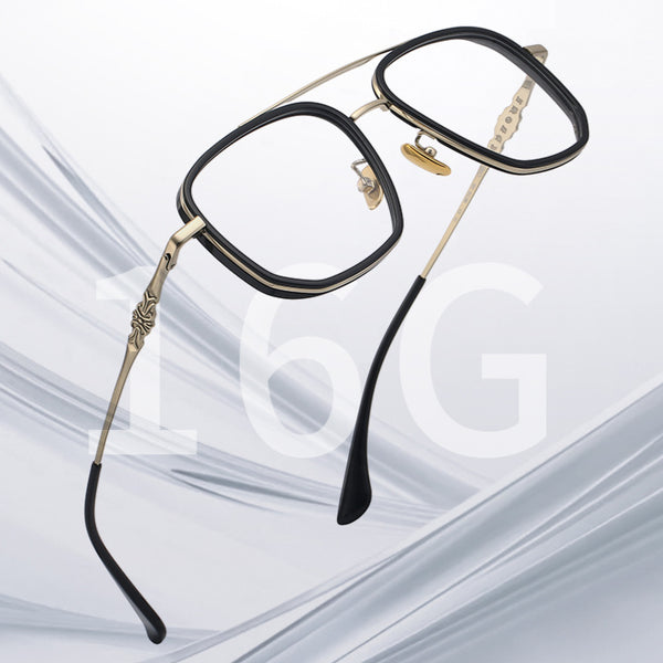 Nelly Business Square Titanium Double-bridge Glasses Frame