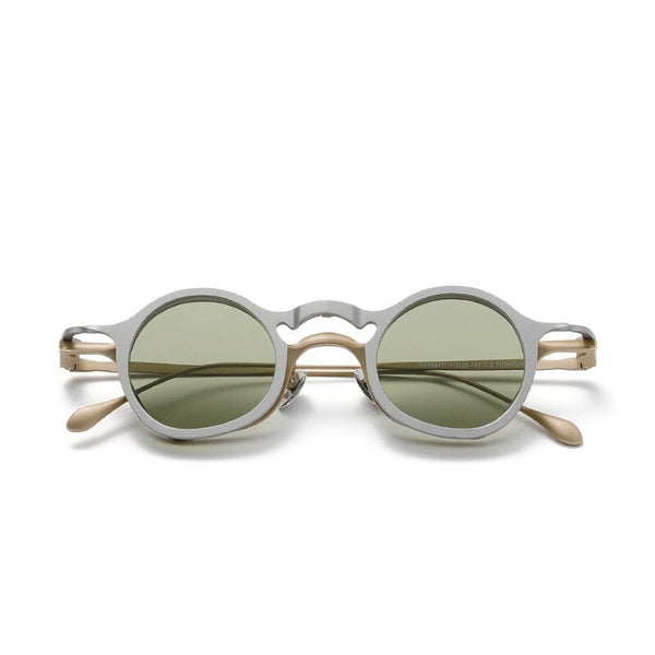 Racca Round Titanium Glasses Frame With Magnetic Sunglasses Clips