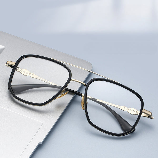 Nelly Business Square Titanium Double-bridge Glasses Frame