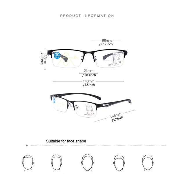 FASHION TITANIUM ULTRA-LIGHT SHOCKPROOF IMPACT-RESISTANT TRANSFORMATIVE READING GLASSES