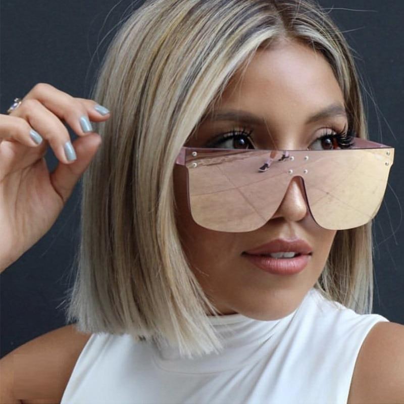 Fashion Unique Rivet Square Sunglasses Women Designer Flat Top Oversiz Jollynova