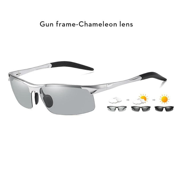 Aluminum Rimless Photochromic Sunglasses Men Polarized Day Night Driving Glasses Chameleon Anti-Glare gafas de sol hombre