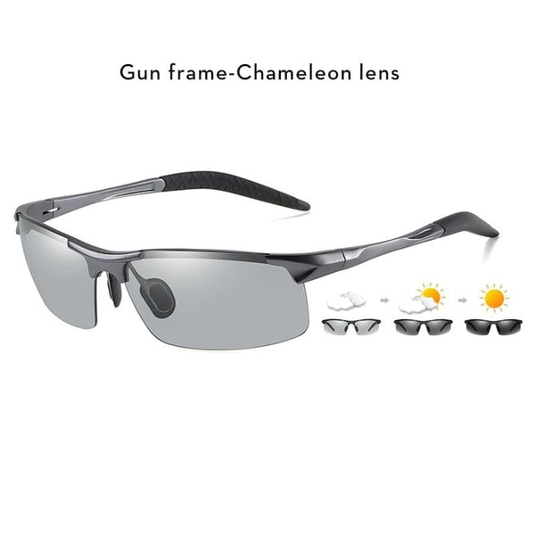 Aluminum Rimless Photochromic Sunglasses Men Polarized Day Night Driving Glasses Chameleon Anti-Glare gafas de sol hombre