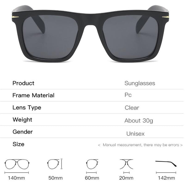 2023 Classic Men's Square Sunglasses Fashion Rivet Retro Beckham Style Driver Eyewear JN1210
