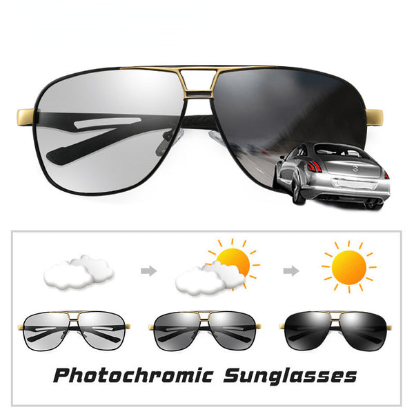 Aluminum Magnesium Square Polarized  Photochromic Sunglasses Men Sun Glasses Military Safety Driving