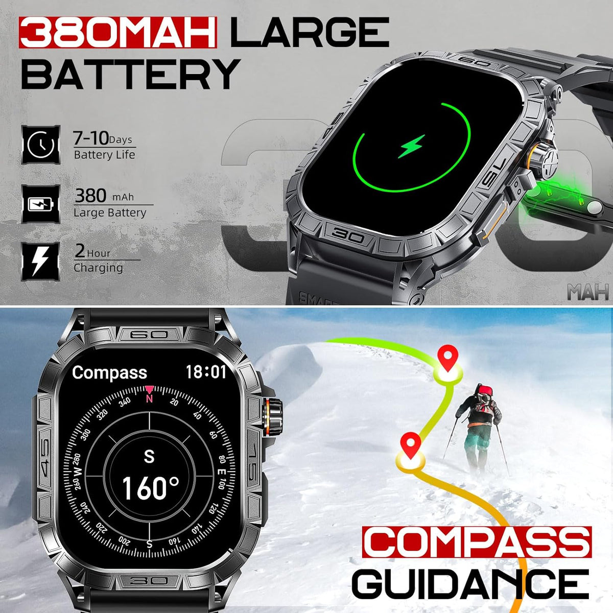 JOLLYNOVA K63 Military Outdoor Sport Rugged Tactical Smartwatches