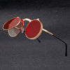 Vintage Steampunk Flip Sunglasses Retro Round Metal Frame Sun Glasses for Men Women Brand Designer Circle Glasses