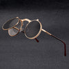 Vintage Steampunk Flip Sunglasses Retro Round Metal Frame Sun Glasses for Men Women Brand Designer Circle Glasses