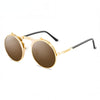 Vintage Steampunk Flip Sunglasses Retro Round Metal Frame Sun Glasses for Men Women Brand Designer Circle Glasses