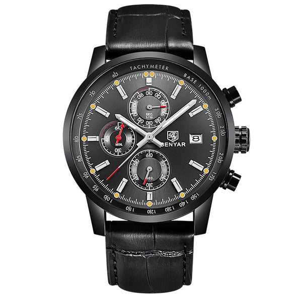 JOLLYNOVA Luxury Wristwatch for Man Waterproof Luminous Chronograph Date Men Watch Sports Leather Men's Quartz Watches Male reloj