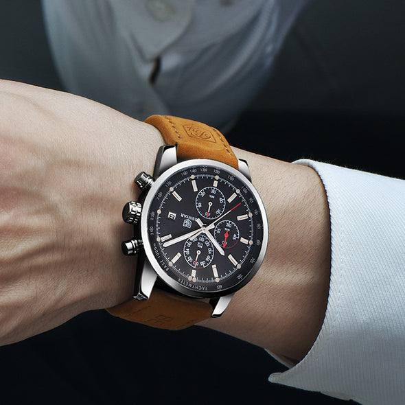 JOLLYNOVA Luxury Wristwatch for Man Waterproof Luminous Chronograph Date Men Watch Sports Leather Men's Quartz Watches Male reloj