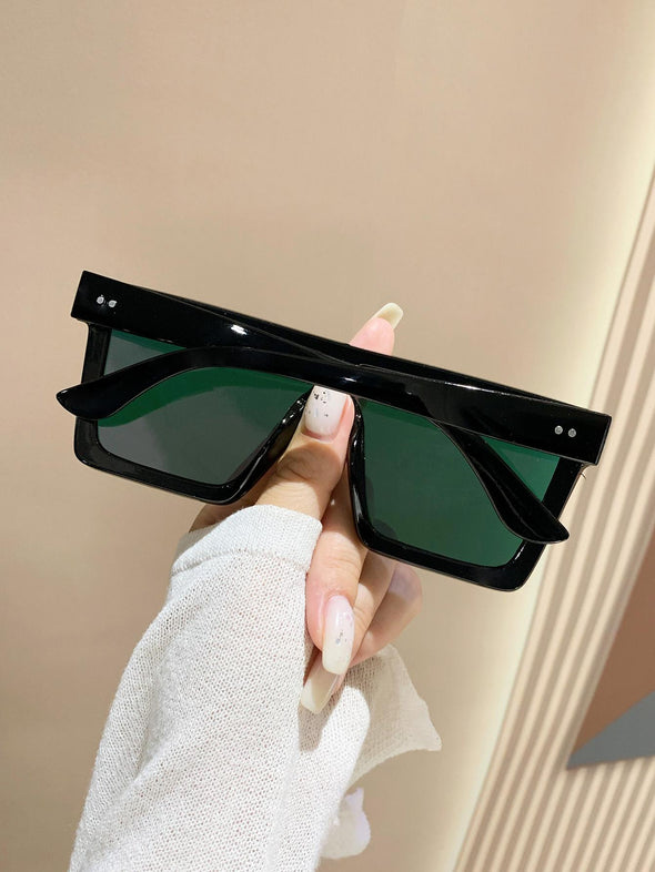 1pair Women One Piece Lens Design Casual Fashion Glasses, For Riding