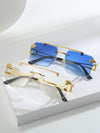 2pairs Men Top Bar Square Lens Rimless Fashionable Sunglasses For Summer