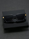 1pc Men's Black Plastic Polygonal Frame Cool Korean Ins Style Trendy Sunglasses Suitable For Outdoor Sun Protection