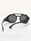 1pc Men's Stylish Grey Plastic Round Sunglasses With Unique Design, Suitable For Outdoor Activities