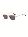 1pc Square Frame & Small Frame & Double Beam Metallic Sunglasses, Personality, Sunshade