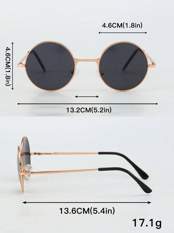 2 Pairs/Set Vintage Round Metallic Men's Sunglasses
