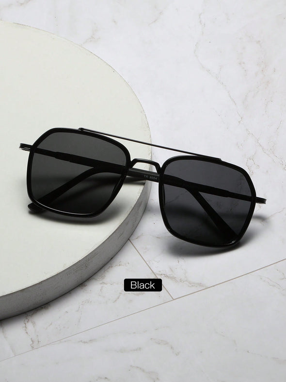1pair Unisex Metal Polarized Square Decorative Casual Fashion Sunglasses