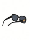 1pc Pc Square Frame Wide Leg Sunglasses, Fashionable Oversized Vintage Sunglasses, Simple Style Street Style Sunglasses