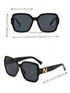 1pc Pc Square Frame Wide Leg Sunglasses, Fashionable Oversized Vintage Sunglasses, Simple Style Street Style Sunglasses