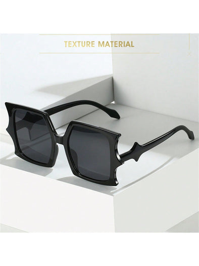 1pc New Square Pc Sunglasses Personality Four-Pointed Star Large Frame Rectangular Fashionable Internet Celebrity Female Sunglasses