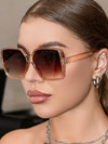 Vintage Square Oversized Sunglasses For Men & Women, Classic Decoration, Suitable For Outdoor Travel, Beach Vacation And Uv Protection