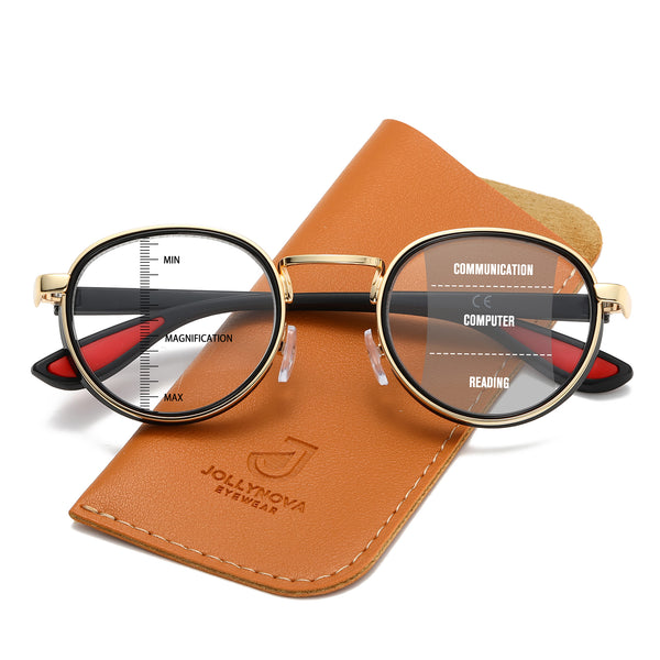 JollyNova HD7 Readers Anti-Fatigue Anti-Blue Light Men's Oval Progressive Multi-focus Reading Glasses