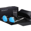 Men's Retro Round Metal HD Polarized Punk Steampunk Sunglasses